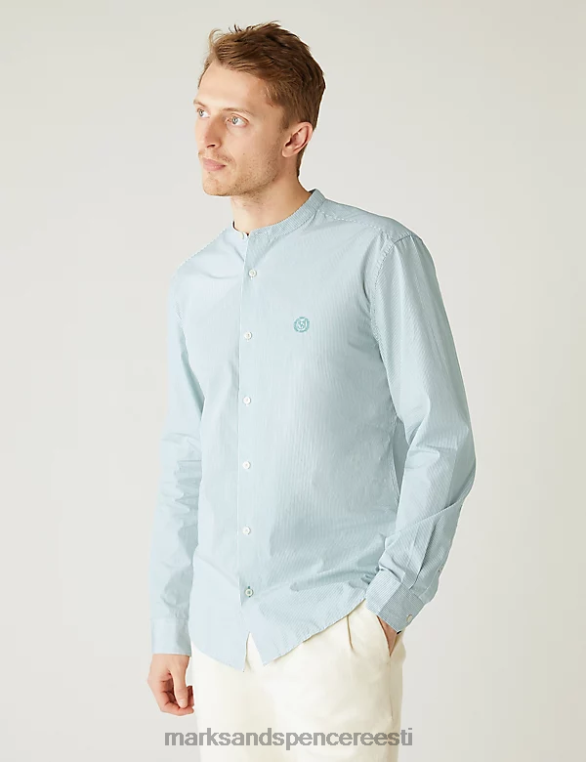 Riietus ee Marks & Spencer mehed puhtast supima puuvillast vanaisa kraega särk roheline segu NZTRN5668