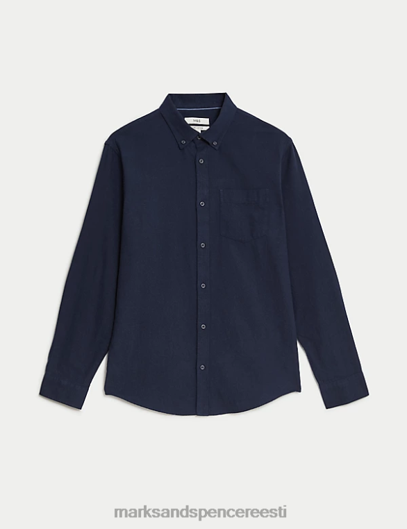 Riietus ee Marks & Spencer mehed puuvillane flanellsärk tume merevägi NZTRN5632