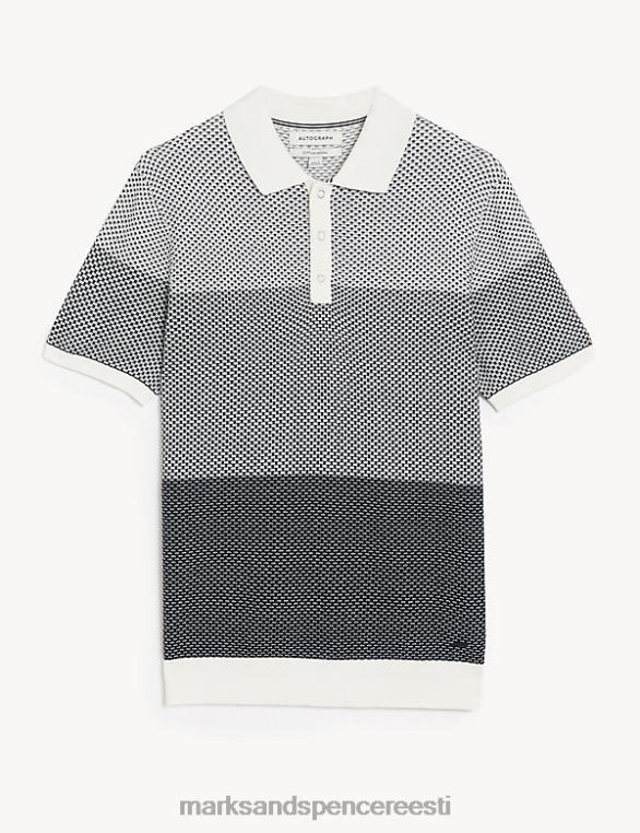 Riietus ee Marks & Spencer mehed puuvillase modaalse tekstuuriga silmkoeline polosärk tume mereväe segu NZTRN5523