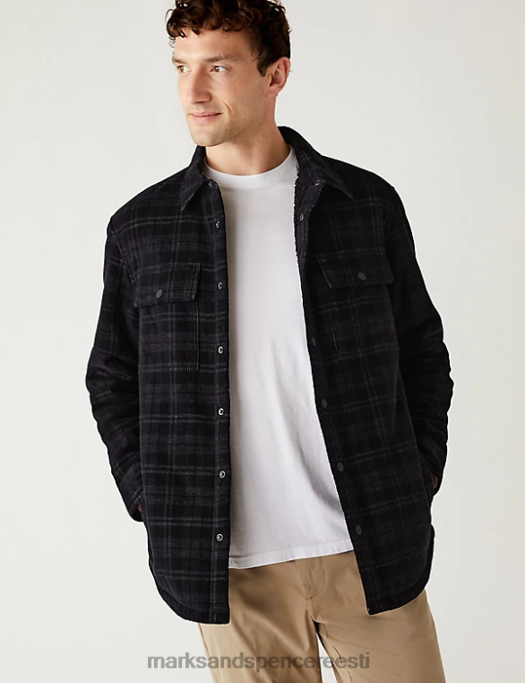 Riietus ee Marks & Spencer mehed puuvillasegu velvetist borg voodriga tšekk hall NZTRN6663