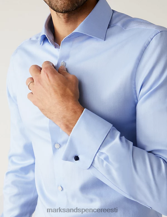 Riietus ee Marks & Spencer mehed slim fit lihtne raud kalasaba särk sinine NZTRN6376