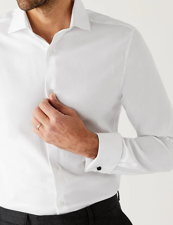 Riietus ee Marks & Spencer mehed slim fit lihtne raud kalasaba särk valge NZTRN6709