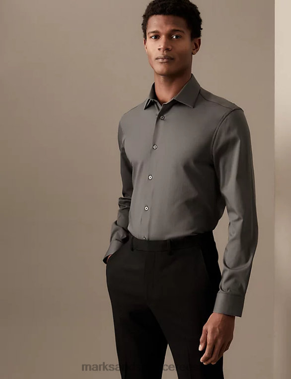 Riietus ee Marks & Spencer mehed slim fit lihtne rauda puuvillane rikkalik särk sünnimärk NZTRN6779