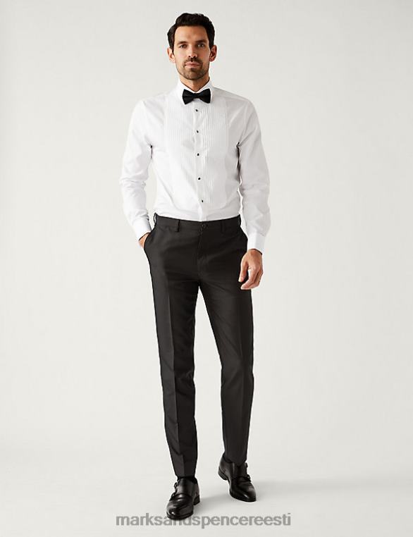 Riietus ee Marks & Spencer mehed slim fit lihtne triikida puhtast puuvillast õhtusöögisärk valge NZTRN5580