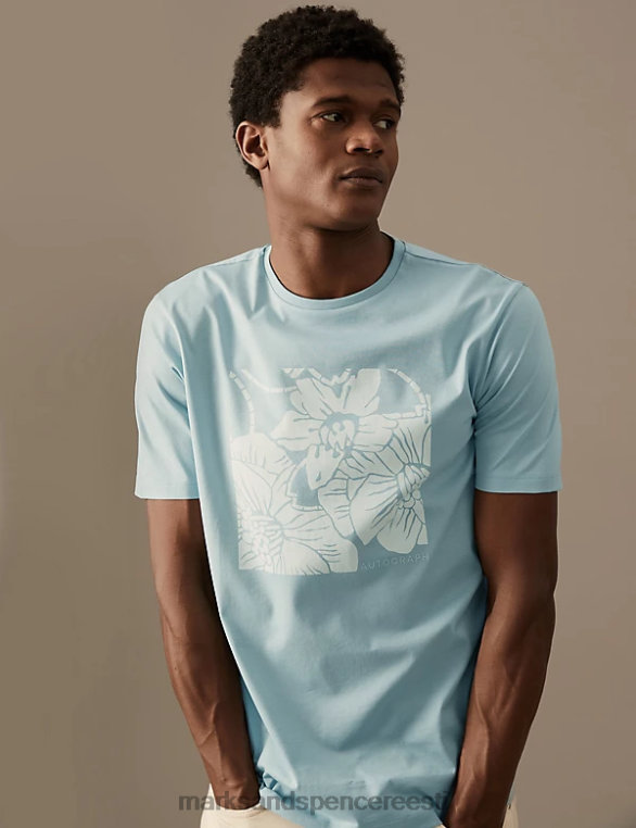 Riietus ee Marks & Spencer mehed slim fit premium puuvillast graafiline T-särk pardi muna NZTRN7012