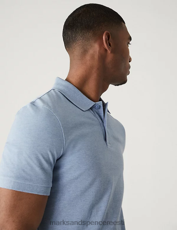 Riietus ee Marks & Spencer mehed slim fit puhtast puuvillast pikee polosärk kahvatusinine NZTRN6759