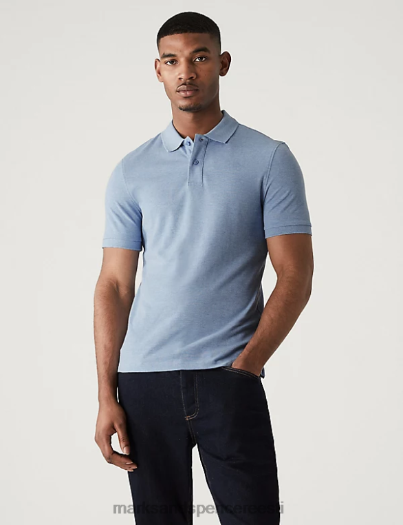 Riietus ee Marks & Spencer mehed slim fit puhtast puuvillast pikee polosärk kahvatusinine NZTRN6759