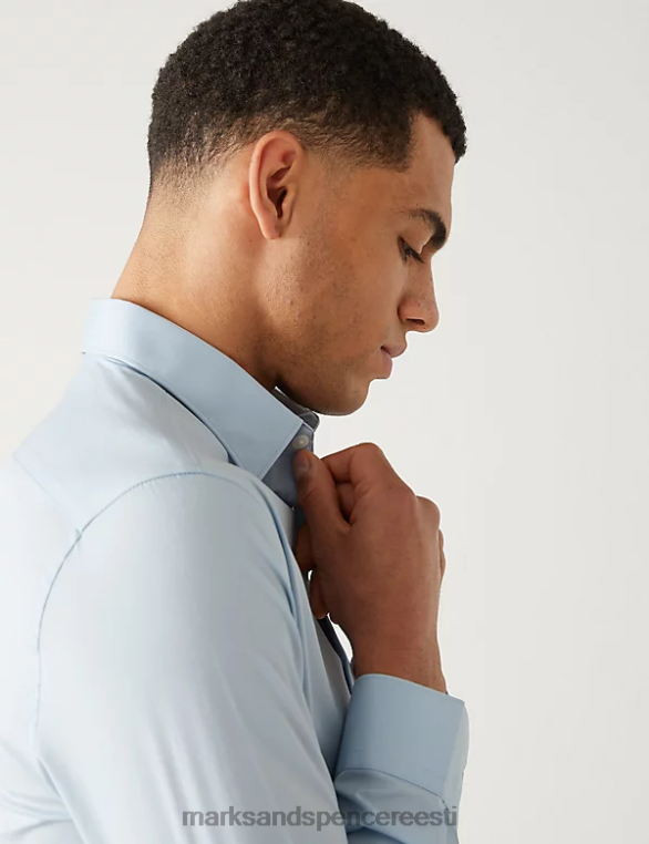 Riietus ee Marks & Spencer mehed slim fit puuvillane rikas stretch särk helesinine NZTRN5980