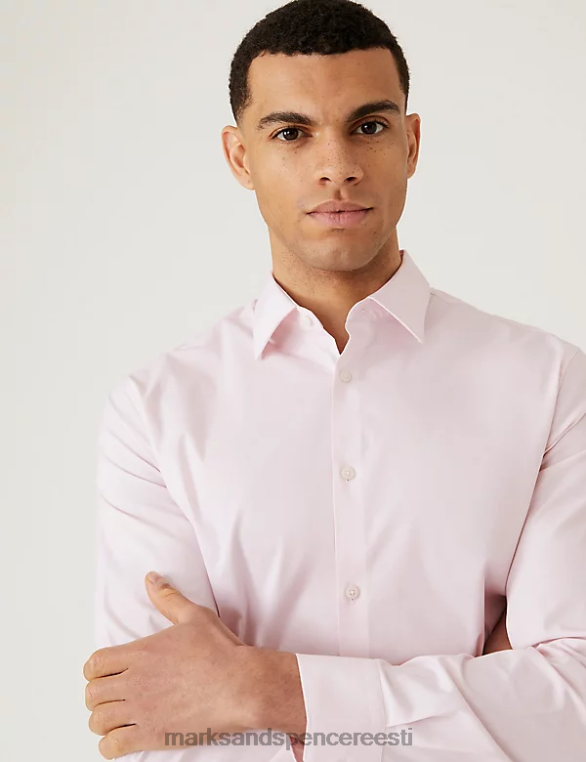 Riietus ee Marks & Spencer mehed slim fit puuvillane rikas stretch särk roosa NZTRN5981