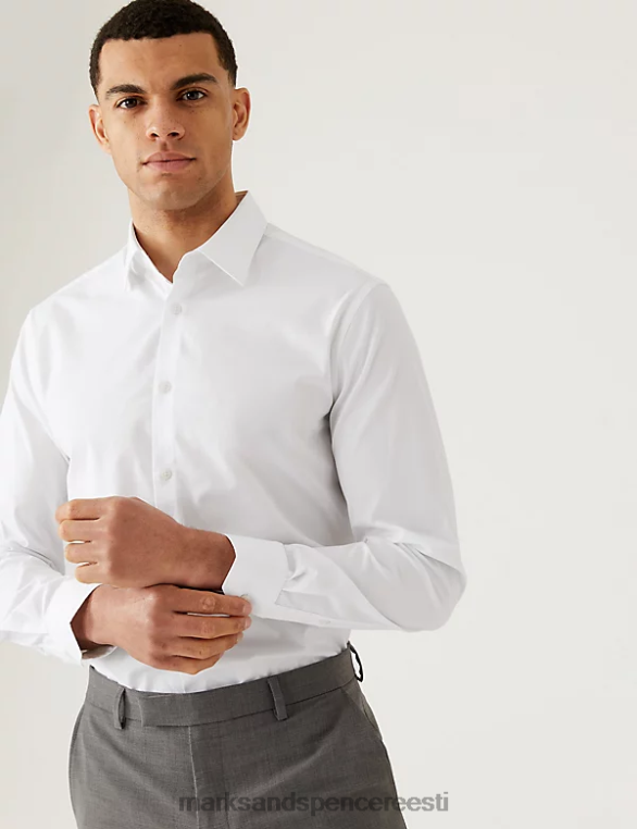 Riietus ee Marks & Spencer mehed slim fit puuvillane rikas stretch särk valge NZTRN5600