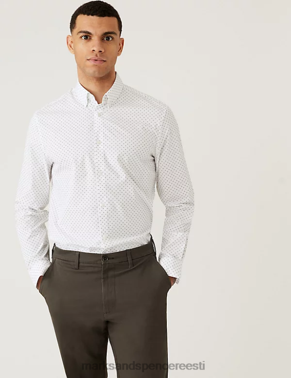 Riietus ee Marks & Spencer mehed slim fit puuvillane rikkaliku päikesekiirgusega särk valge segu NZTRN5638