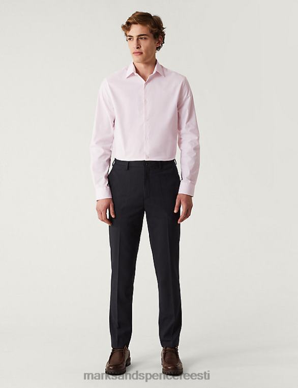 Riietus ee Marks & Spencer mehed slim fit puuvillane rikkalikult veniv triibuline särk roosa NZTRN6929
