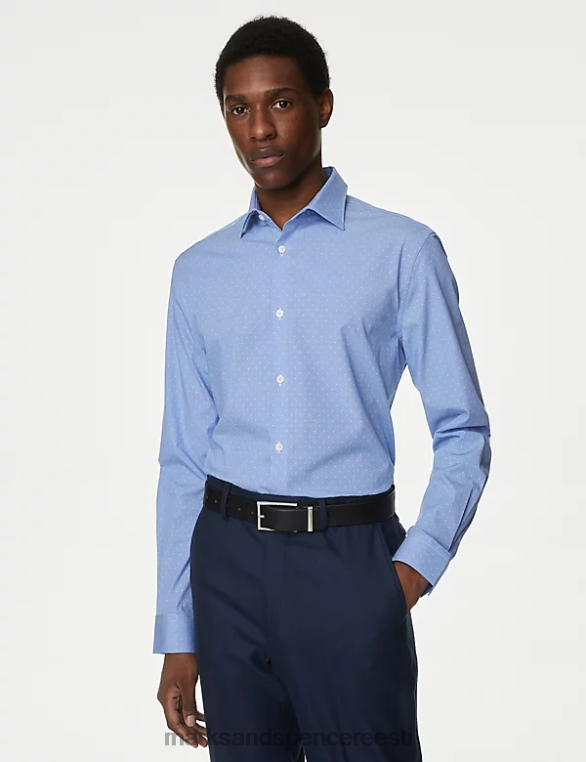 Riietus ee Marks & Spencer mehed slim fit täpiline veniv särk keskmine sinine NZTRN5533