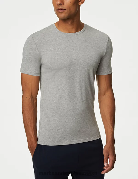 Riietus ee Marks & Spencer mehed supima puuvillasegu t-särgivest hall mergel NZTRN5549