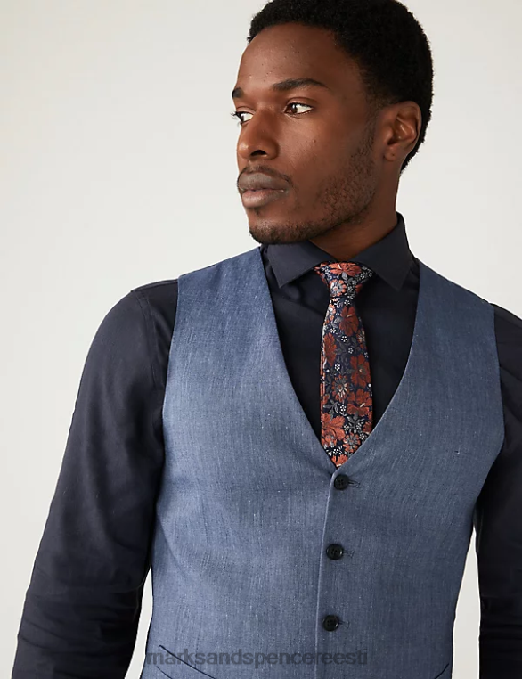 Riietus ee Marks & Spencer mehed Itaalia linane imevest chambray NZTRN6227