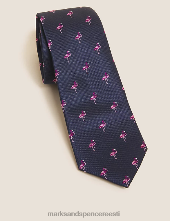 tarvikud ee Marks & Spencer mehed flamingo mustriga puhtast siidist lips must NZTRN5322