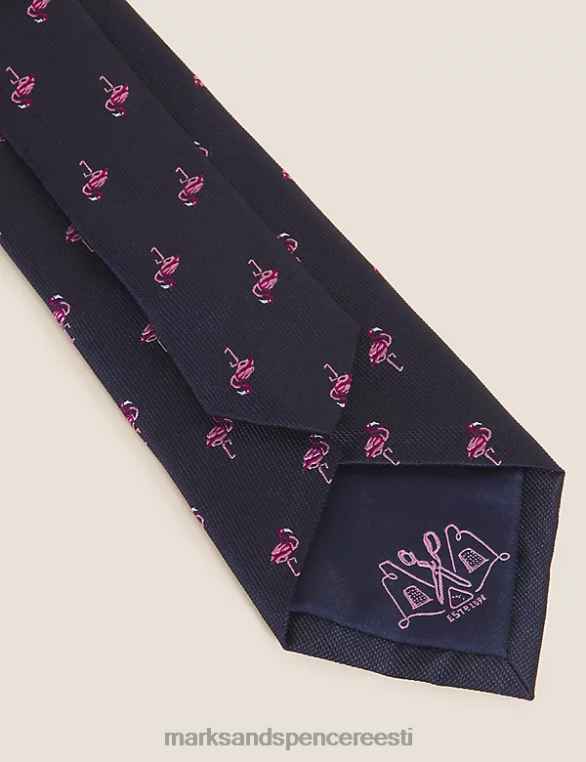 tarvikud ee Marks & Spencer mehed flamingo mustriga puhtast siidist lips must NZTRN5322