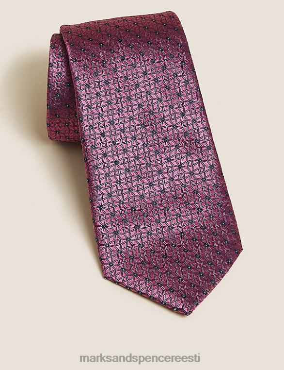 tarvikud ee Marks & Spencer mehed õhuke geomeetriline puhtast siidist lips roosa NZTRN7200