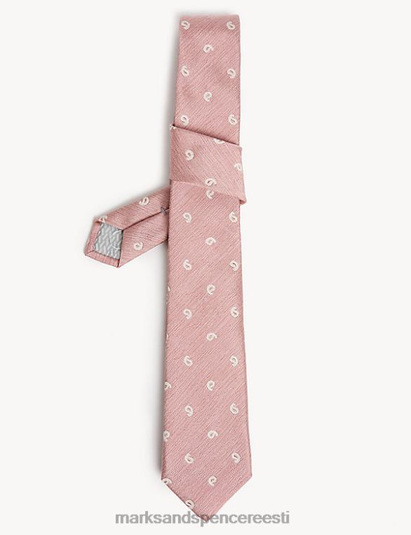 tarvikud ee Marks & Spencer mehed õhuke paisley siidist rikkalik lips roosa NZTRN6859