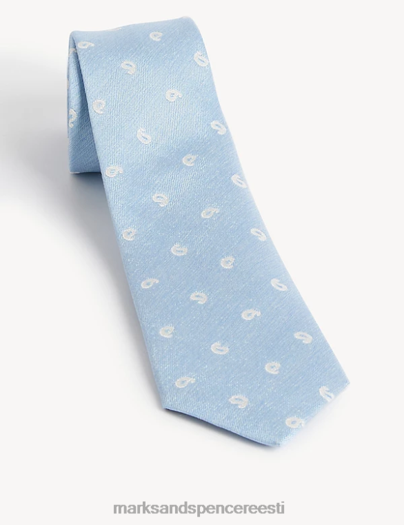 tarvikud ee Marks & Spencer mehed õhuke paisley siidist rikkalik lips sinine NZTRN6513