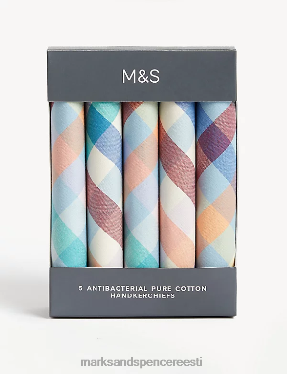 tarvikud ee Marks & Spencer mehed 5pk antibakteriaalsed puhtast puuvillast taskurätikud sinine segu NZTRN5106