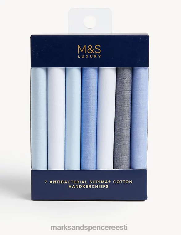 tarvikud ee Marks & Spencer mehed 7pk antibakteriaalsed puhtast puuvillast taskurätikud desinfitseeritud viimistlusega sinine segu NZTRN5967