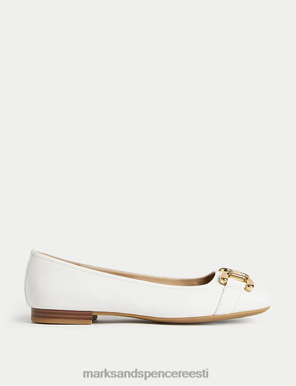 jalatsid ee Marks & Spencer naised laia kinnitusega nahast pandlaga lamedad balletipumbad valge NZTRN1433