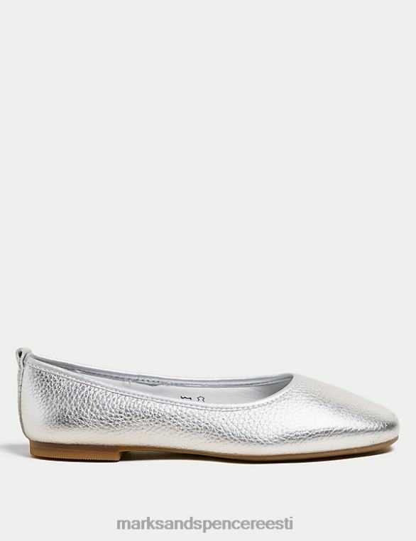 jalatsid ee Marks & Spencer naised nahast balletipumbad hõbedane NZTRN912