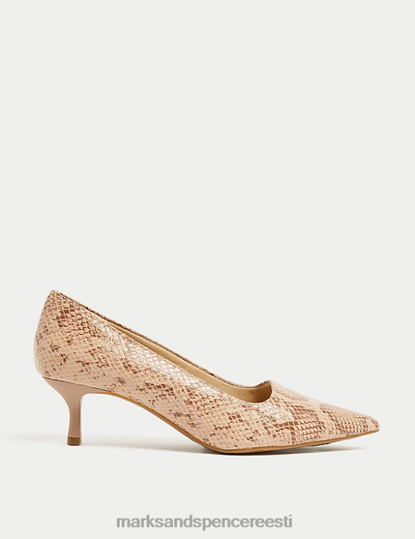 jalatsid ee Marks & Spencer naised laia istuvusega nahast kitten heel court kingad beež segu NZTRN2226