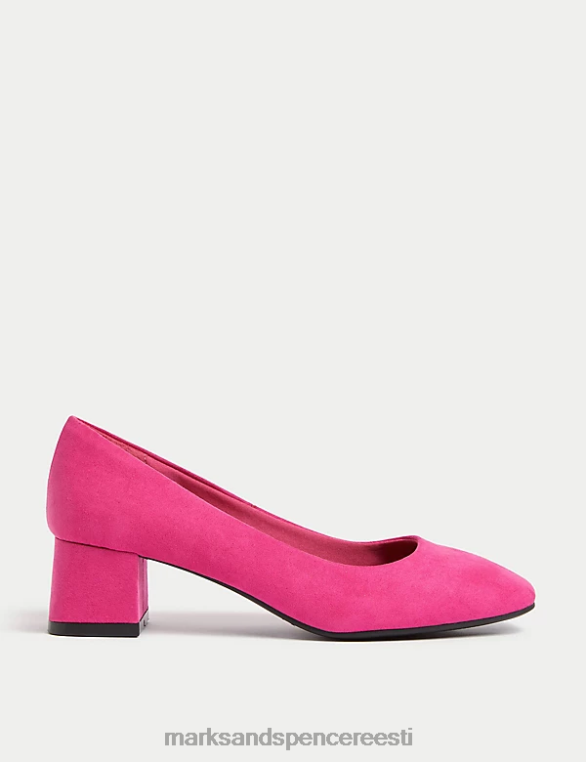 jalatsid ee Marks & Spencer naised laia istuvusega plokk-kontsaga ruudukujulised kingad cerise NZTRN3249