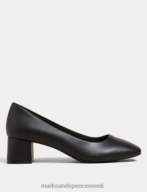 jalatsid ee Marks & Spencer naised laia istuvusega plokk-kontsaga ruudukujulised kingad must NZTRN2895