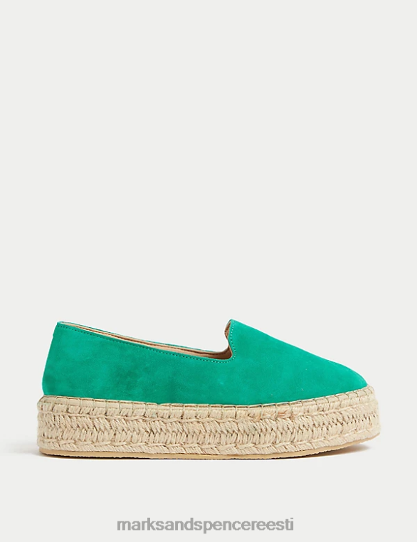 jalatsid ee Marks & Spencer naised seemisnahast lamedad espadrillid keskmine roheline NZTRN3031