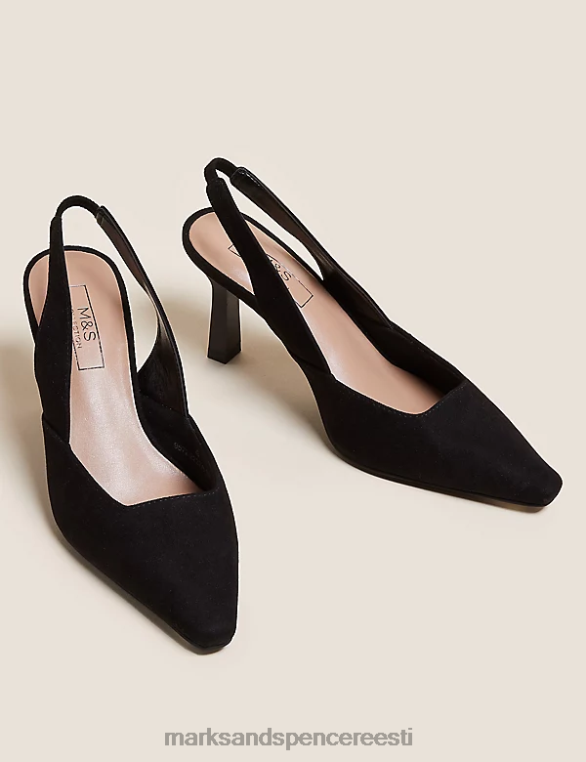jalatsid ee Marks & Spencer naised tikk-kontsaga slingback-kingad must NZTRN2187