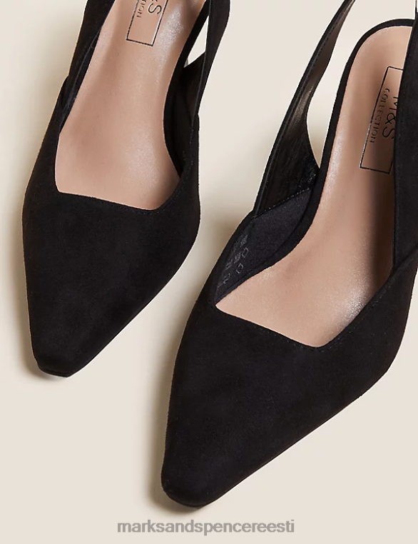 jalatsid ee Marks & Spencer naised tikk-kontsaga slingback-kingad must NZTRN2187