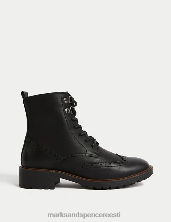 jalatsid ee Marks & Spencer naised brogue detail pitsilised lamedad poolsaapad must NZTRN1716