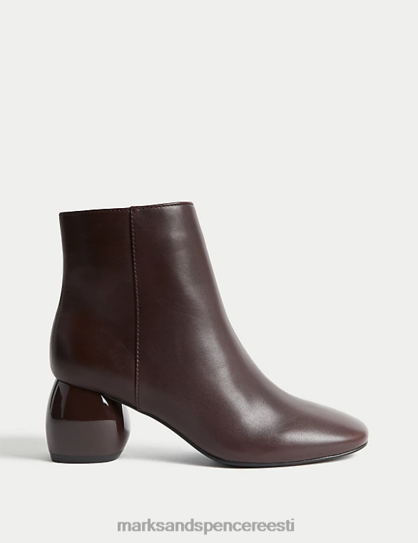 jalatsid ee Marks & Spencer naised nahast plokk-kontsaga poolsaapad daamson NZTRN1481