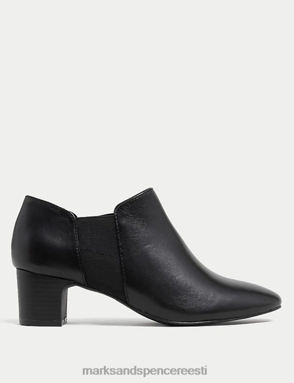 jalatsid ee Marks & Spencer naised nahast plokk-kontsaga saapad must NZTRN2282