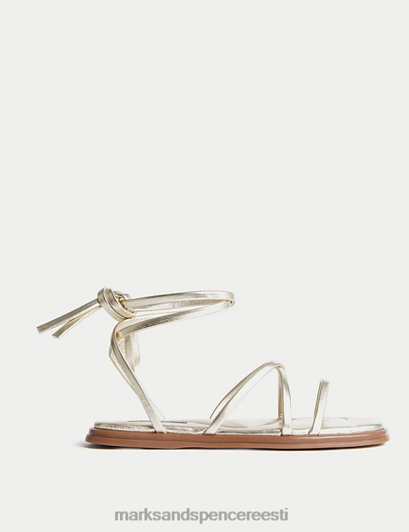 jalatsid ee Marks & Spencer naised crossover pahkluu rihm lamedad sandaalid kullast NZTRN2795