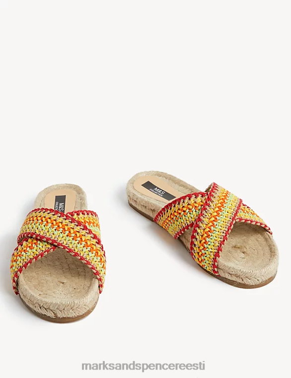 jalatsid ee Marks & Spencer naised kootud crossover lamedad espadrillid kollane segu NZTRN693