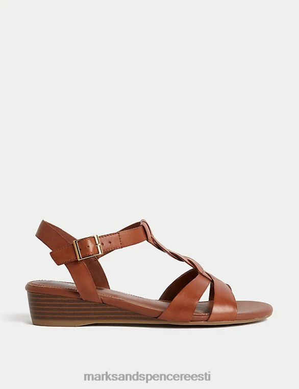 jalatsid ee Marks & Spencer naised laia istuvusega nahast sandaalid tan NZTRN2765
