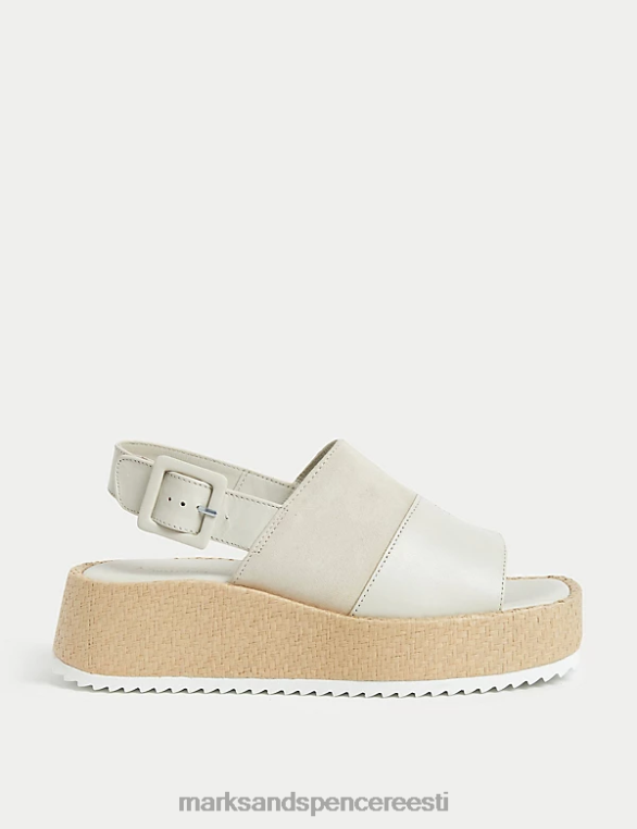 jalatsid ee Marks & Spencer naised nahast pandlaga lamedad sandaalid elevandiluust NZTRN2842