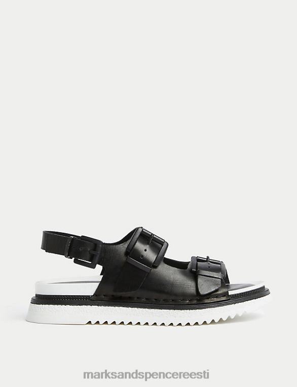 jalatsid ee Marks & Spencer naised nahast pandlaga lamedad sandaalid must segu NZTRN2523