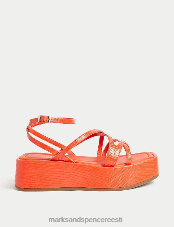 jalatsid ee Marks & Spencer naised rihmaga lamedad sandaalid mandariin NZTRN2917