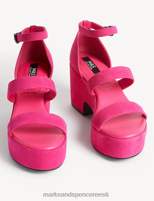 jalatsid ee Marks & Spencer naised seemisnahast rihmaga platvormsandaalid cerise NZTRN3155