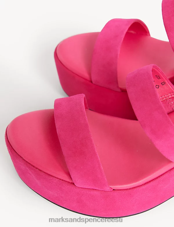 jalatsid ee Marks & Spencer naised seemisnahast rihmaga platvormsandaalid cerise NZTRN3155