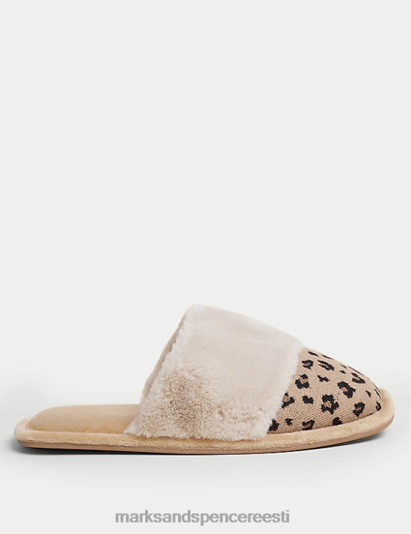 jalatsid ee Marks & Spencer naised kunstkarusnahast mansett mule sussid pruun segu NZTRN2922