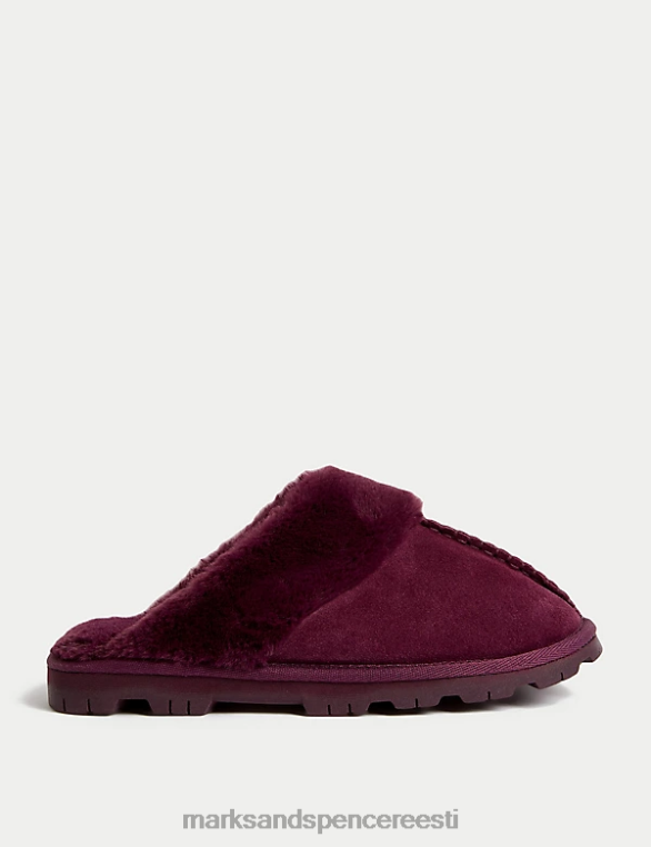 jalatsid ee Marks & Spencer naised seemisnahast kunstkarusnahast voodriga mule sussid ploom NZTRN3376
