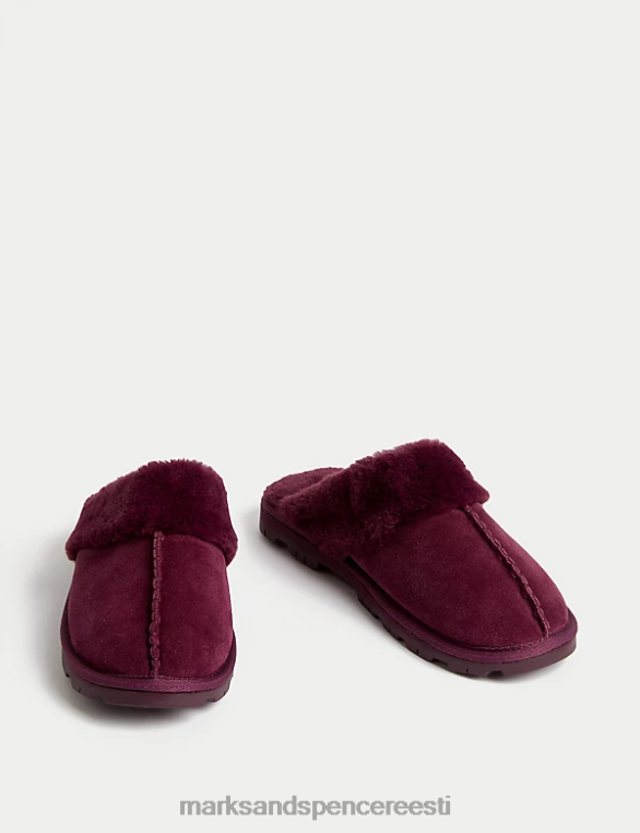 jalatsid ee Marks & Spencer naised seemisnahast kunstkarusnahast voodriga mule sussid ploom NZTRN3376