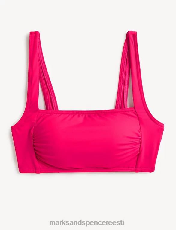 Riietus ee Marks & Spencer naised polsterdatud kandilise kaelusega bikiinitops fuksia NZTRN2757