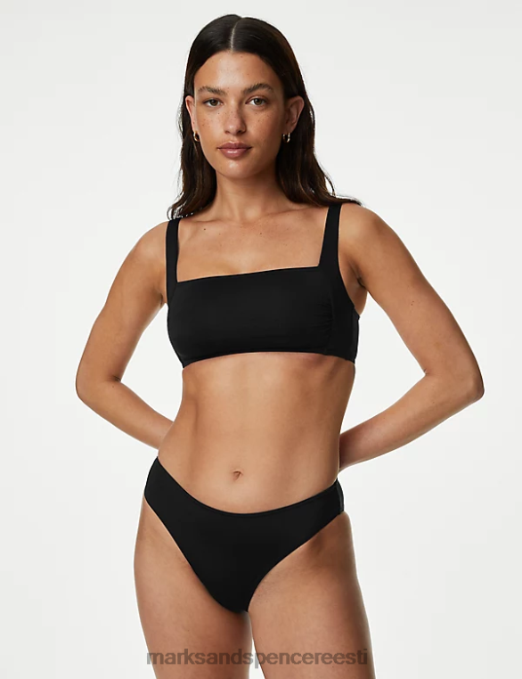 Riietus ee Marks & Spencer naised polsterdatud kandilise kaelusega bikiinitops must NZTRN3077